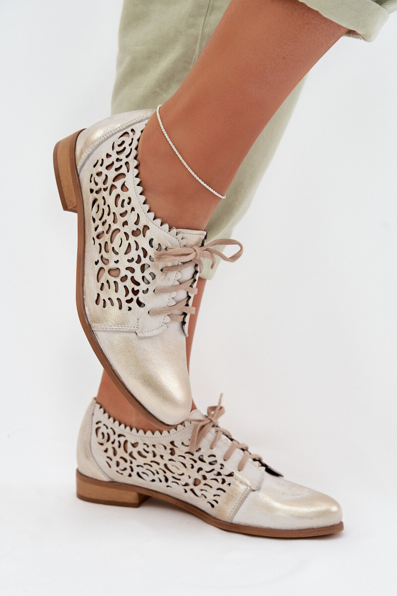 Kožené otvorené mokasíny Zazoo 3195 zlaté