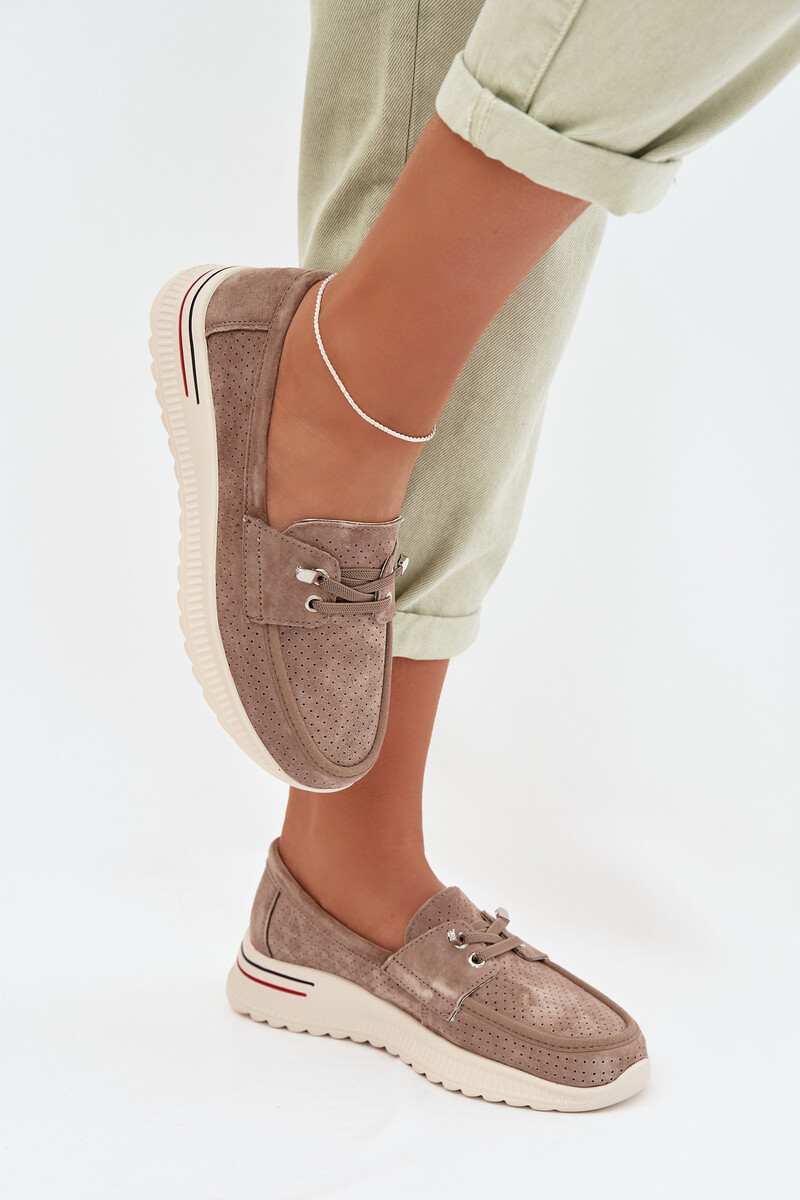 EVENTO Béžové Semišové Mokasíny