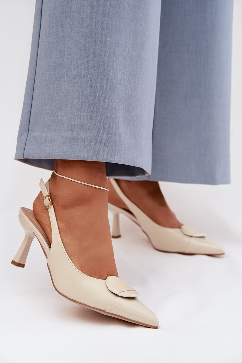 Dámske sandále na podpätku svetlo béžové Mariae