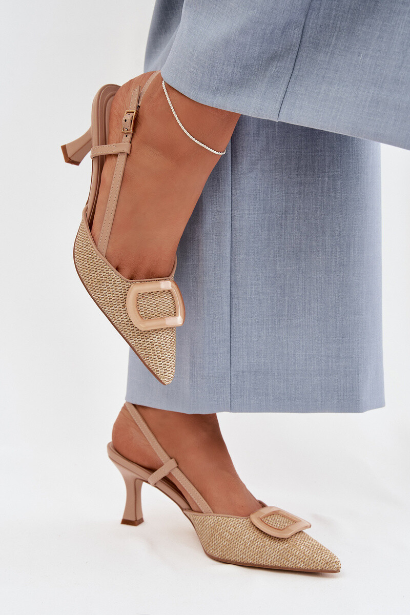 Dámske sandále na podpätku s ozdobou Eslina