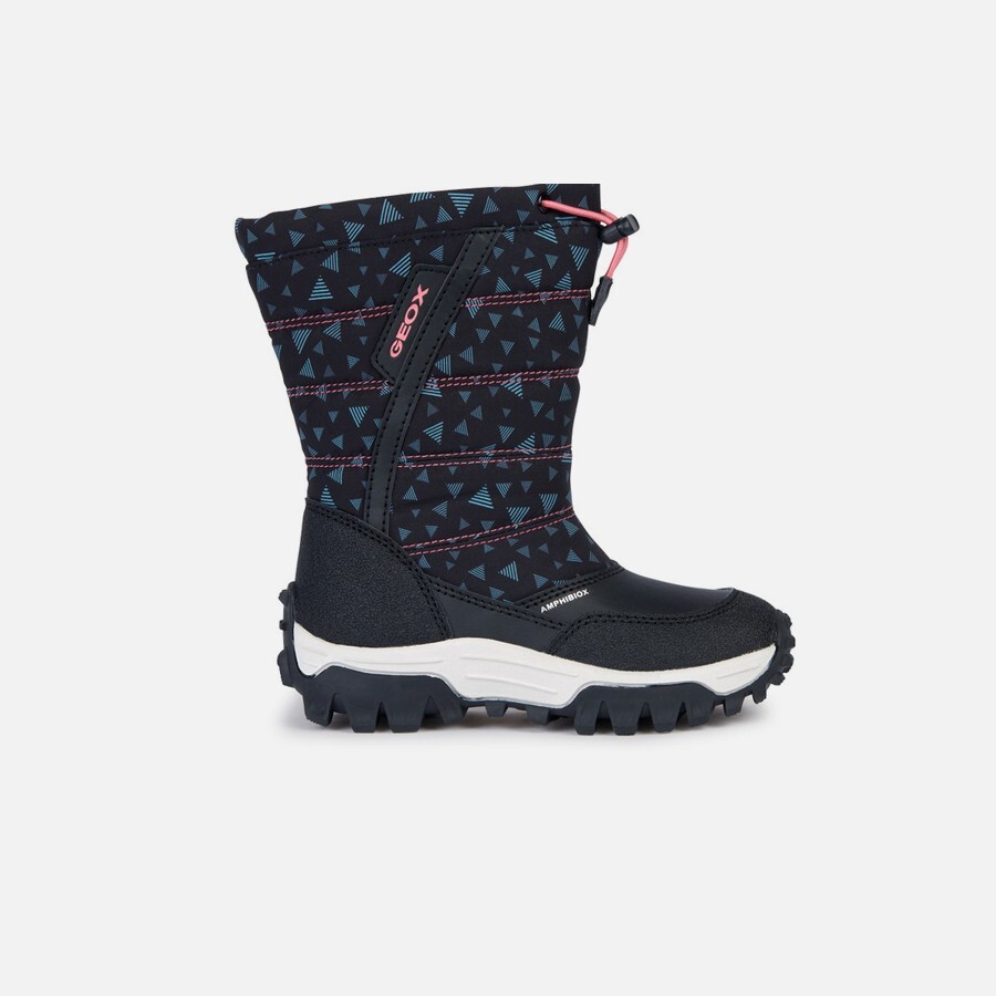 Čierne dievčenské zimné topánky Geox Himalaya