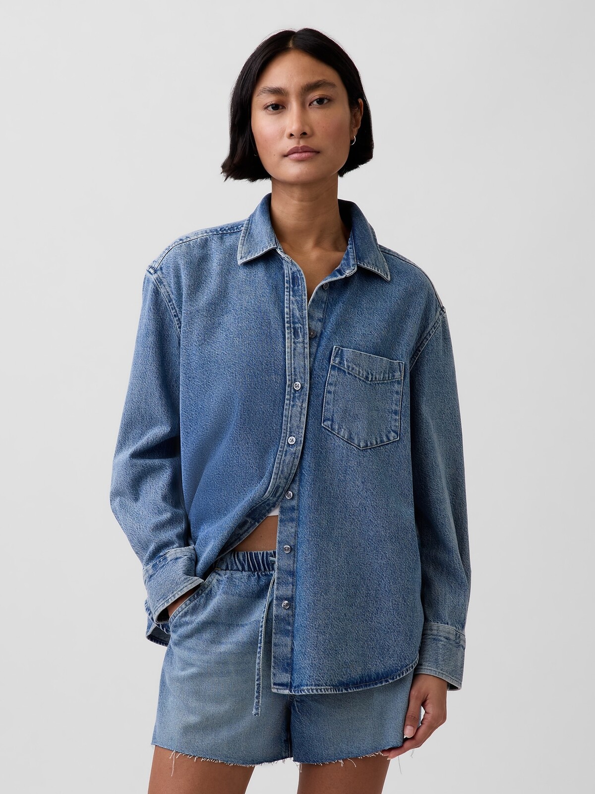 GAP denimová oversize košeľa UltraSoft