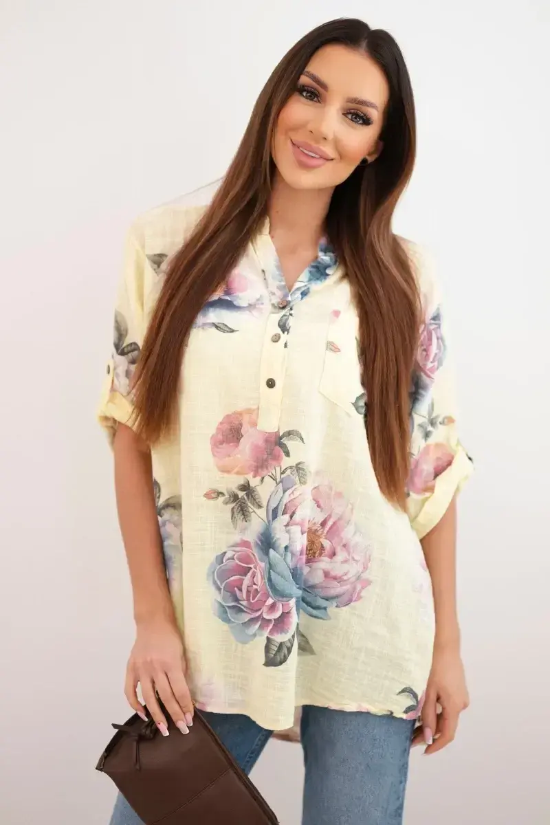 Kesi žltá blúzka s kvetinovým vzorom