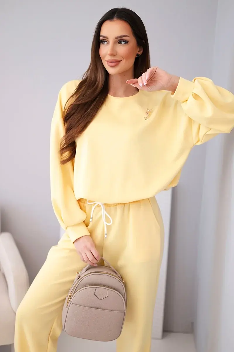 Dámska súprava Kesi s brošňou v maslovom a citrónovom odtieni