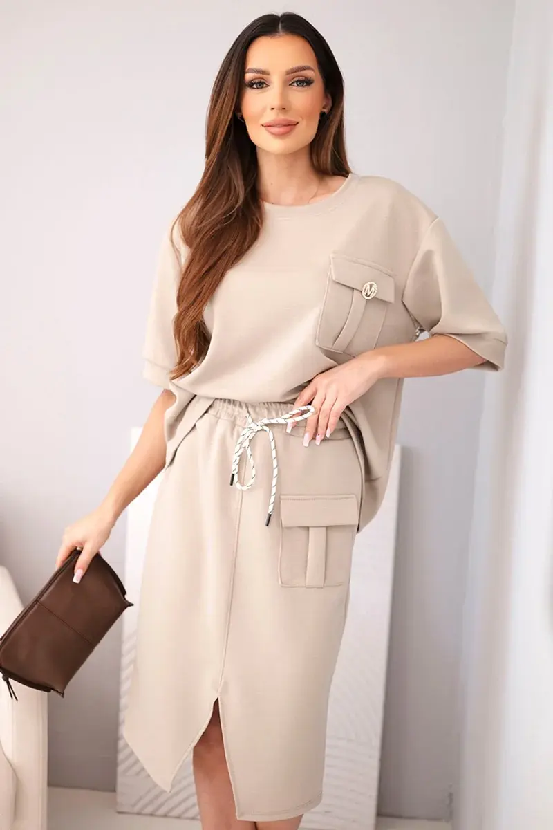 Kesi dámska súprava s blúzkou a midi sukňou