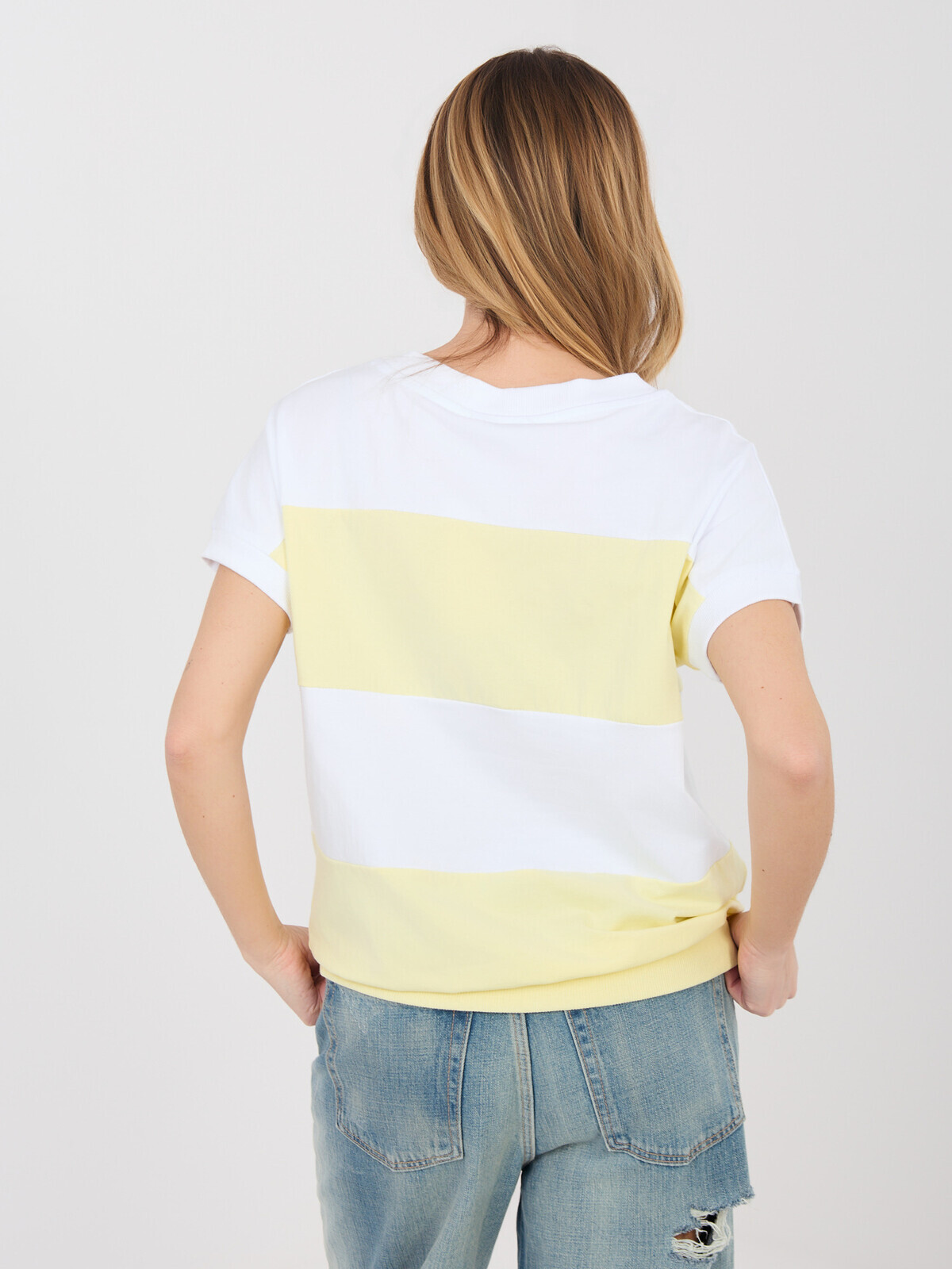 Bielo-žltá pruhovaná blúzka