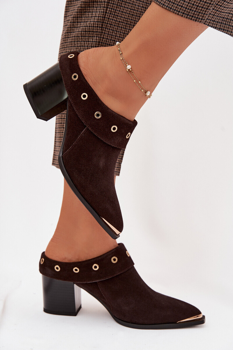 S. BARSKI semišové papuče na podpätku