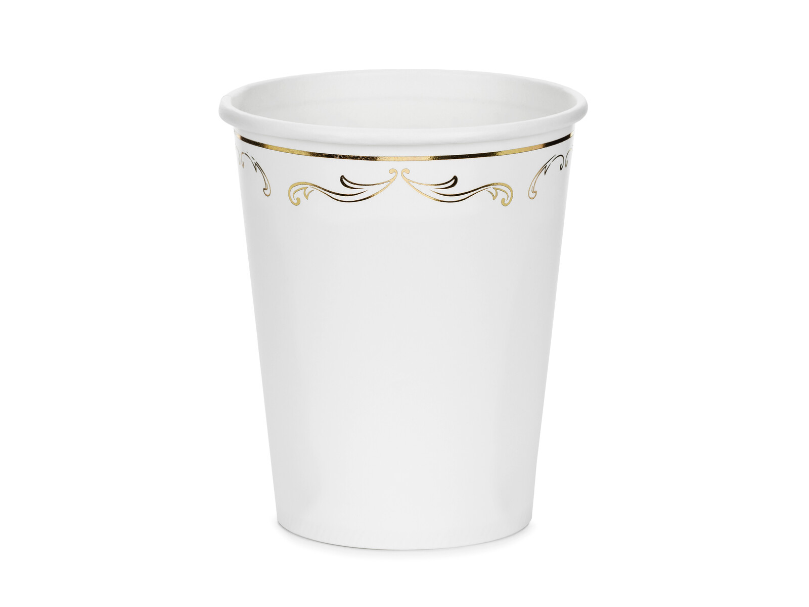 PartyDeco Papierové poháre - Biele s ornamentom 220 ml