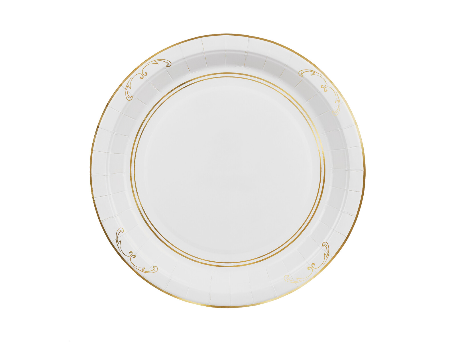 PartyDeco Papierové taniere - Biele s ornamentom 23 cm 6 ks