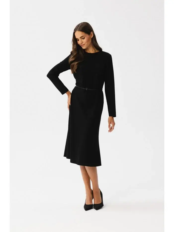 S347 Šaty s prednými skladmi - čierne EU XL