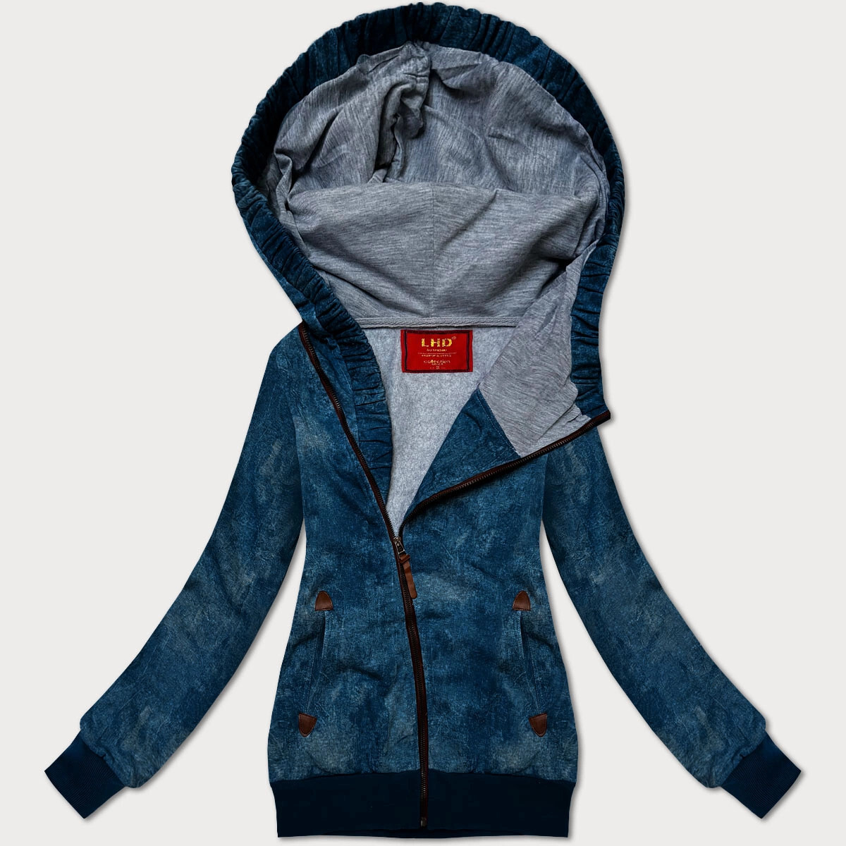 Dámska modrá mikina s asymetrickým zipsom LHD (AMG-61) odstíny modré M (38)