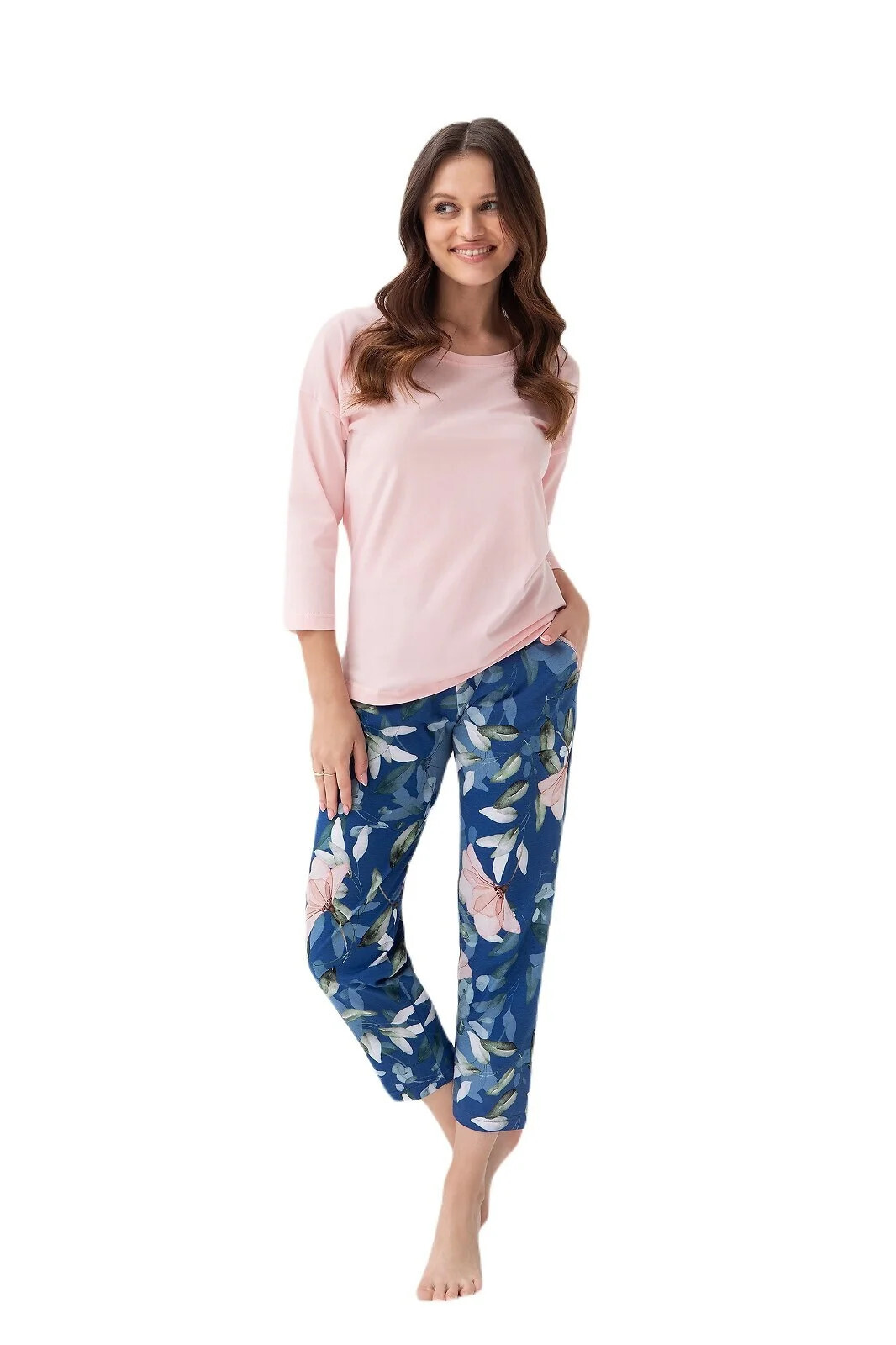 Dámské pyžamo 397 3/4 - Luna M sv.růžová-modrá