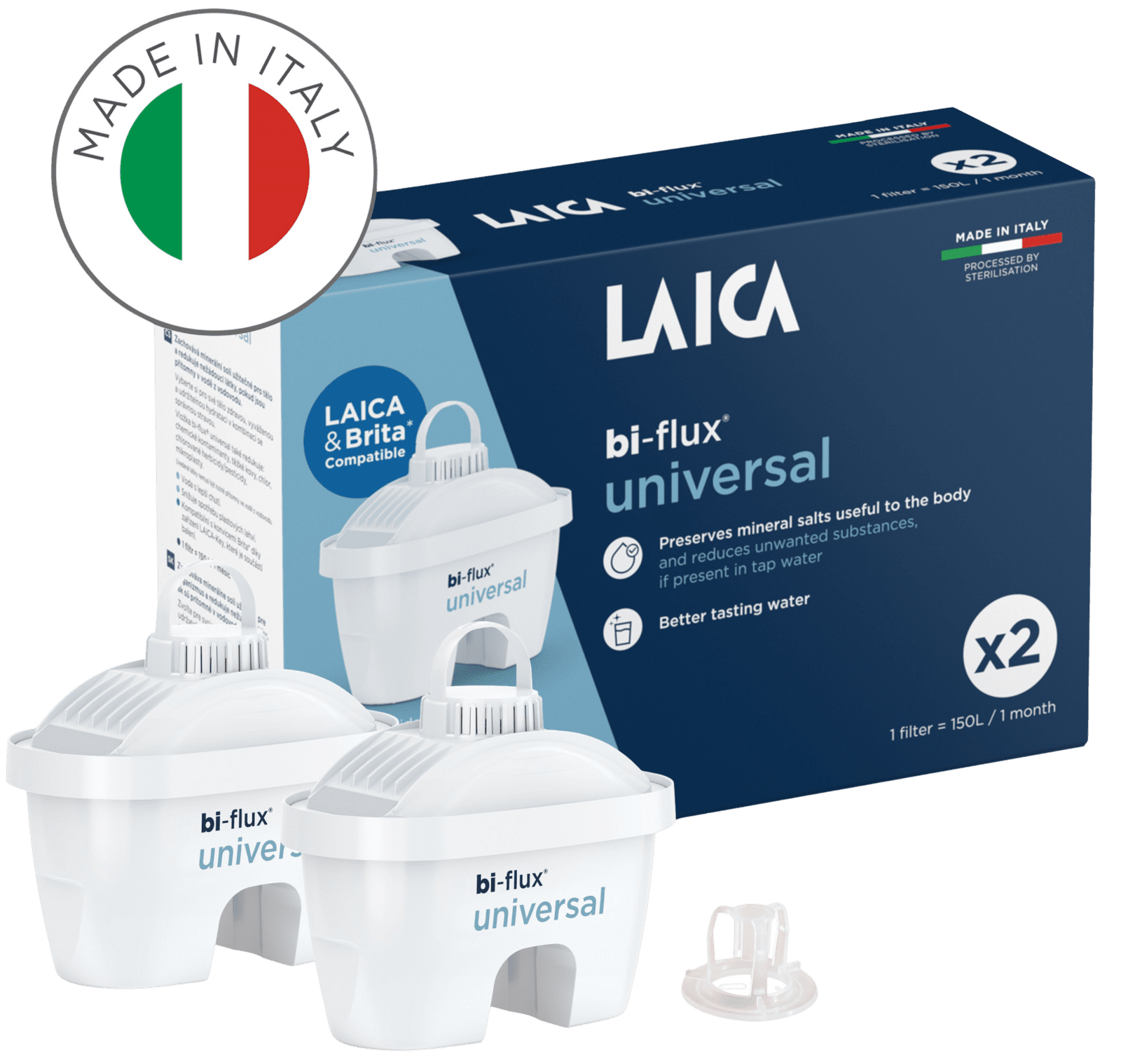 LAICA Bi-Flux Universal Slim filter na vodu F2L, biely 2ks
