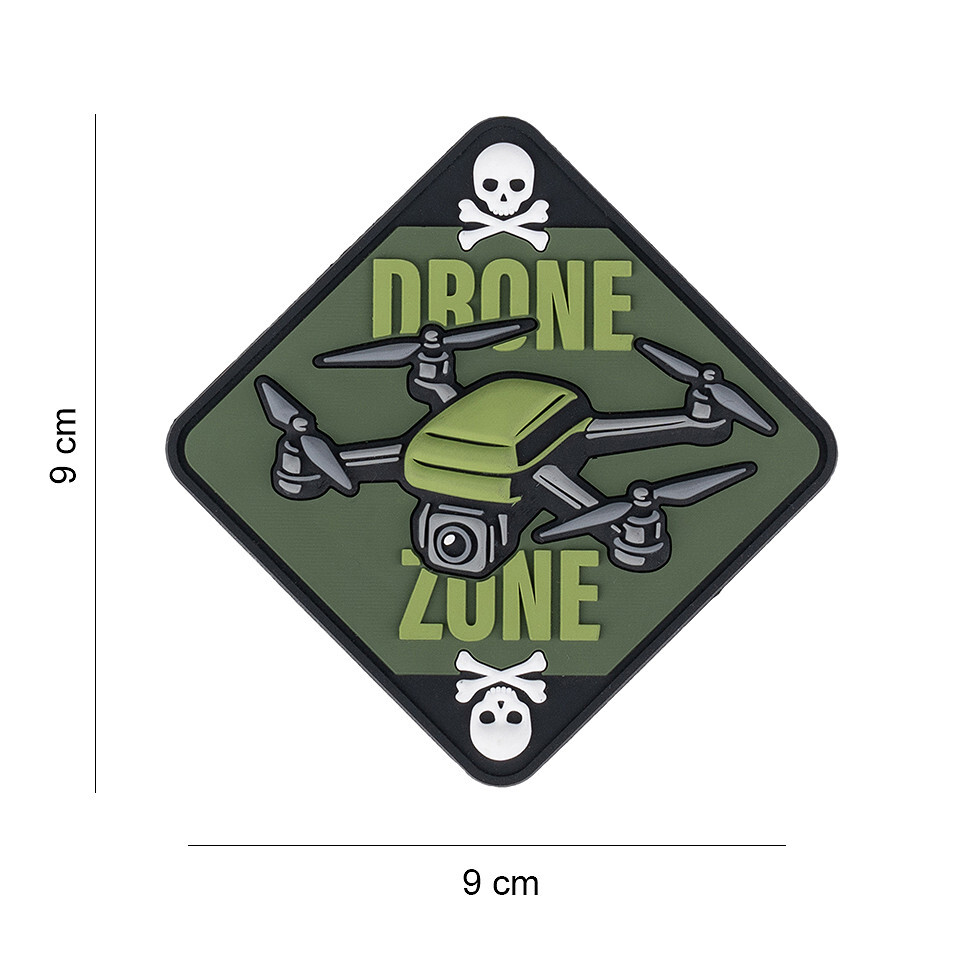 Gumová nášivka 101 Inc Drone Zone Skull and Bones - olivová-čierna