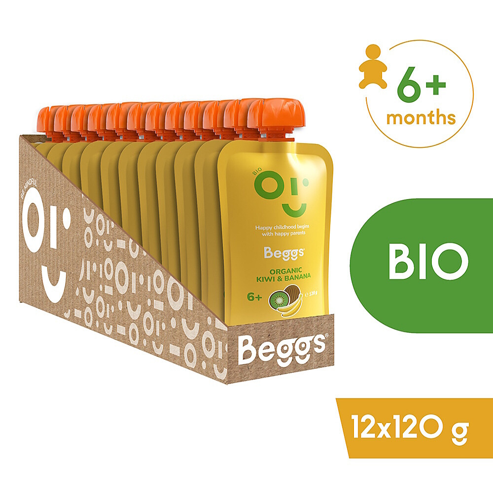 BEGGS Kiwi a banán BIO 12 kusov
