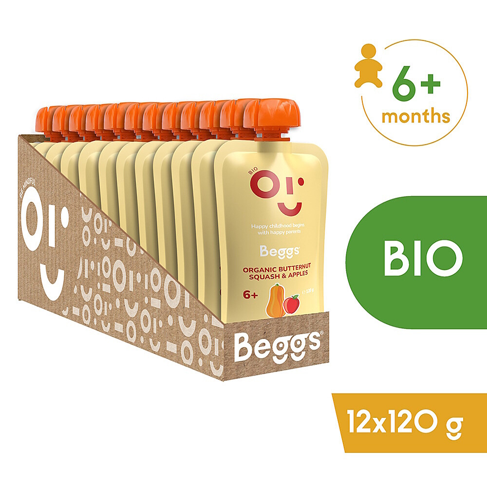 BEGGS Maslová tekvica a jablká BIO 12 kusov