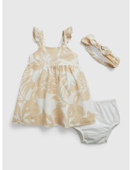 Detské plátenné šaty s čelenkou