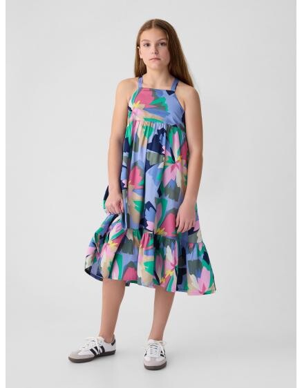 Dievčenské kvetinové midi šaty