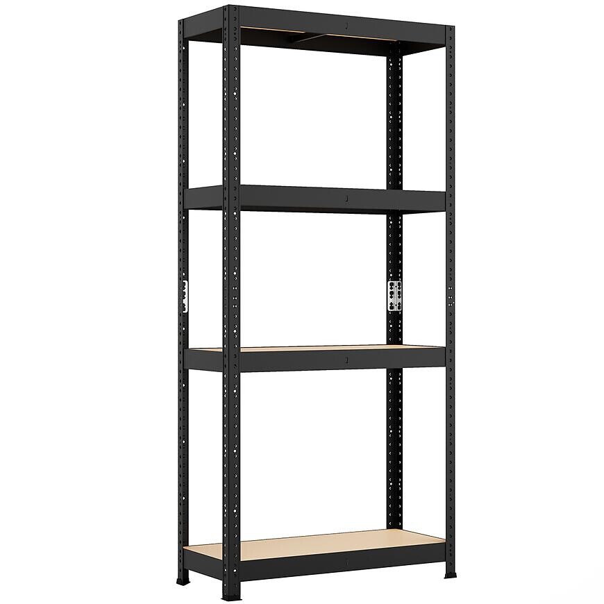 Skladový kovový regál čierna 150x75x30 cm – 4 políc/50 kg