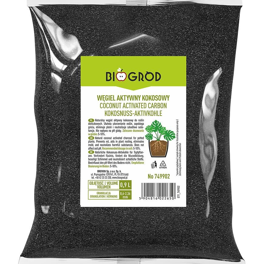 Aktívne kokosové uhlie pre rastliny 0,9l