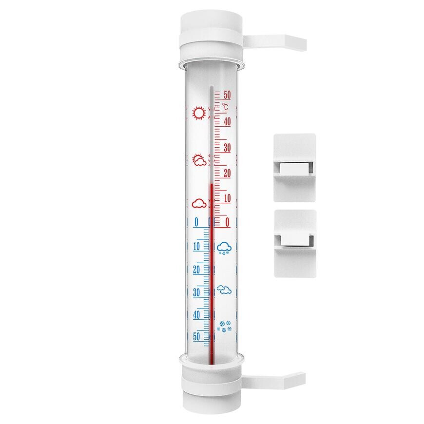 Vonkajší teplomer biely (-50/50 °c) 27 cm