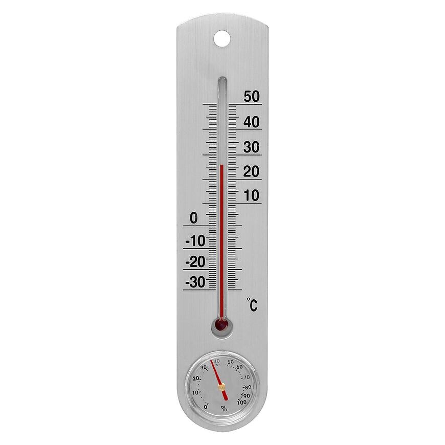 Univerzálny teplomer. S vlhkomerom, strieborný (-30/50 °c) 25 cm