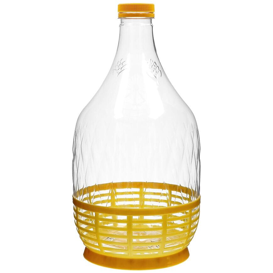 Demižón dama 5 l pet s uzáverom na závit a košíkom