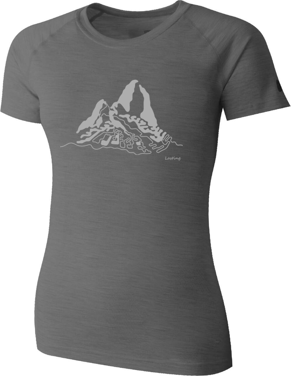Lasting dámske merino tričko BRIA 8400 šedé s tlačou Veľkosť: XXL