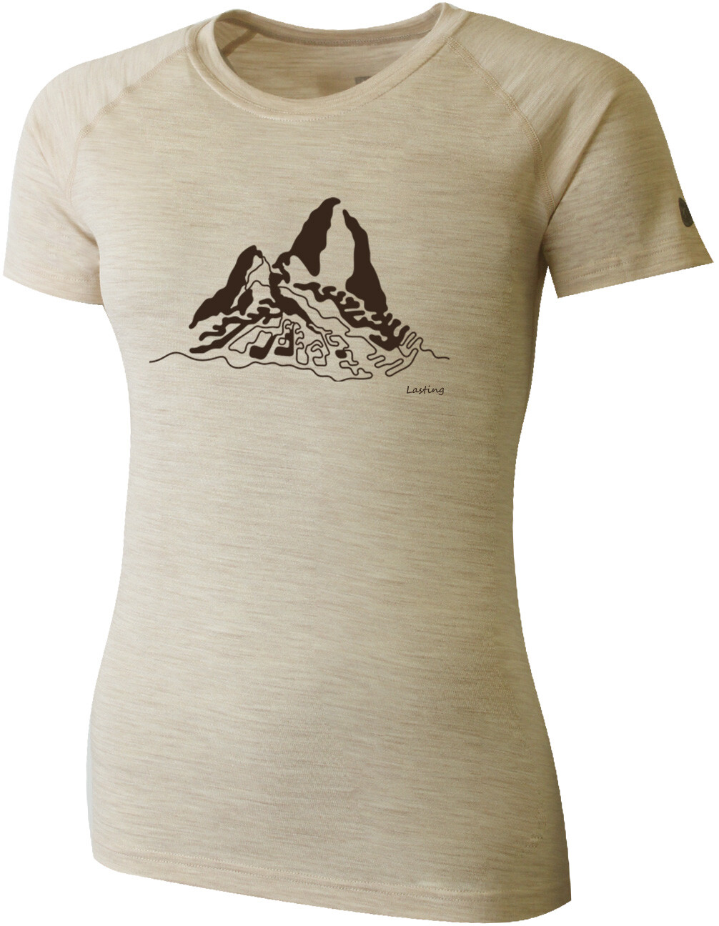 Lasting dámske merino tričko BRIA 7200 béžové s tlačou Veľkosť: L
