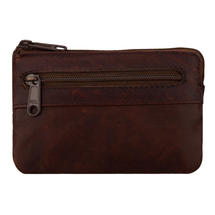 Skórzane etui na klucze w ciemnobrązowym kolorze zamykane suwakiem