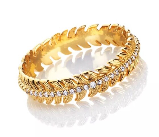 Hot Diamonds Pozlátený prsteň s topazami a diamantom Selene DR303 51 mm