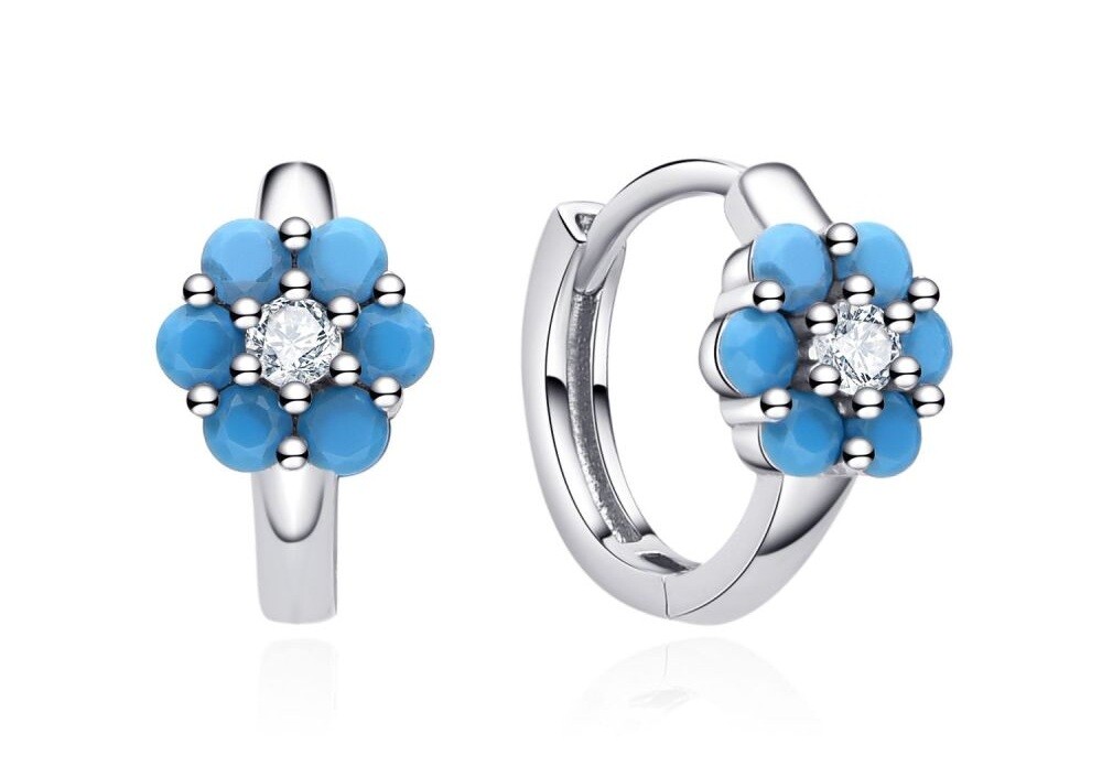 MOISS Dievčenské strieborné kruhy Kvetina so zirkónmi E0004496