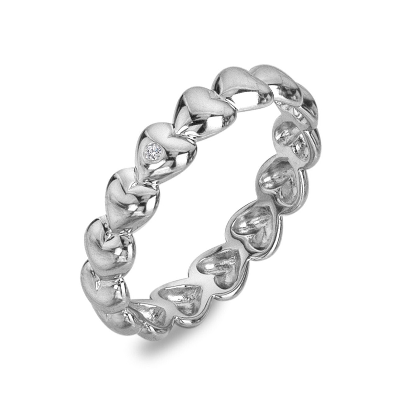 Hot Diamonds Srdiečkový strieborný prsteň s diamantom Serenity DR310 58 mm