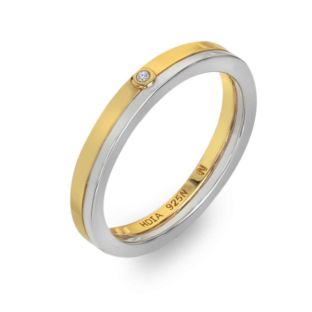 Hot Diamonds Pozlátený strieborný prsteň s diamantom Parellel DR308 56 mm