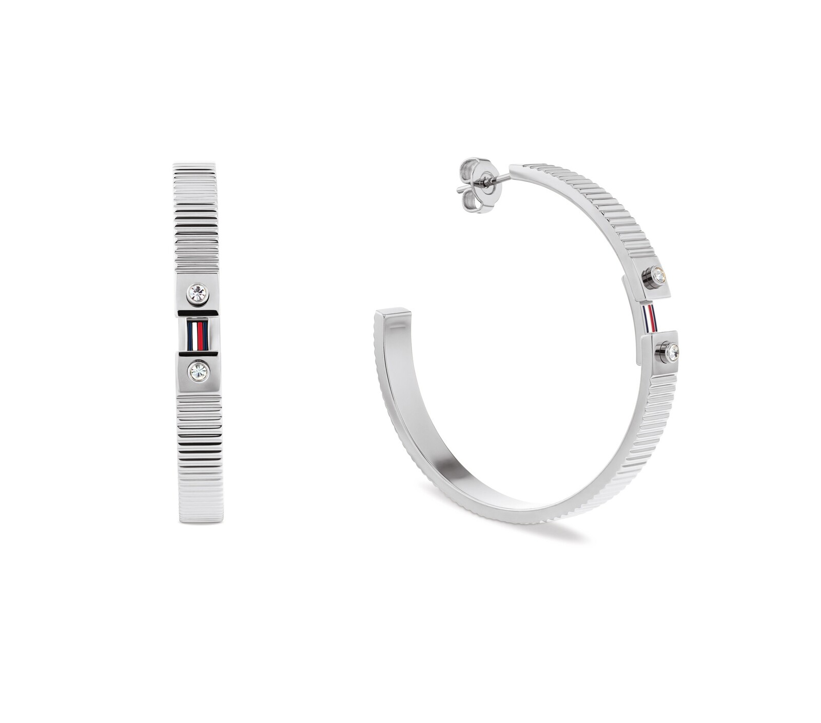 Tommy Hilfiger Úchvatné oceľové kruhy s kryštálmi Stripes 2781049