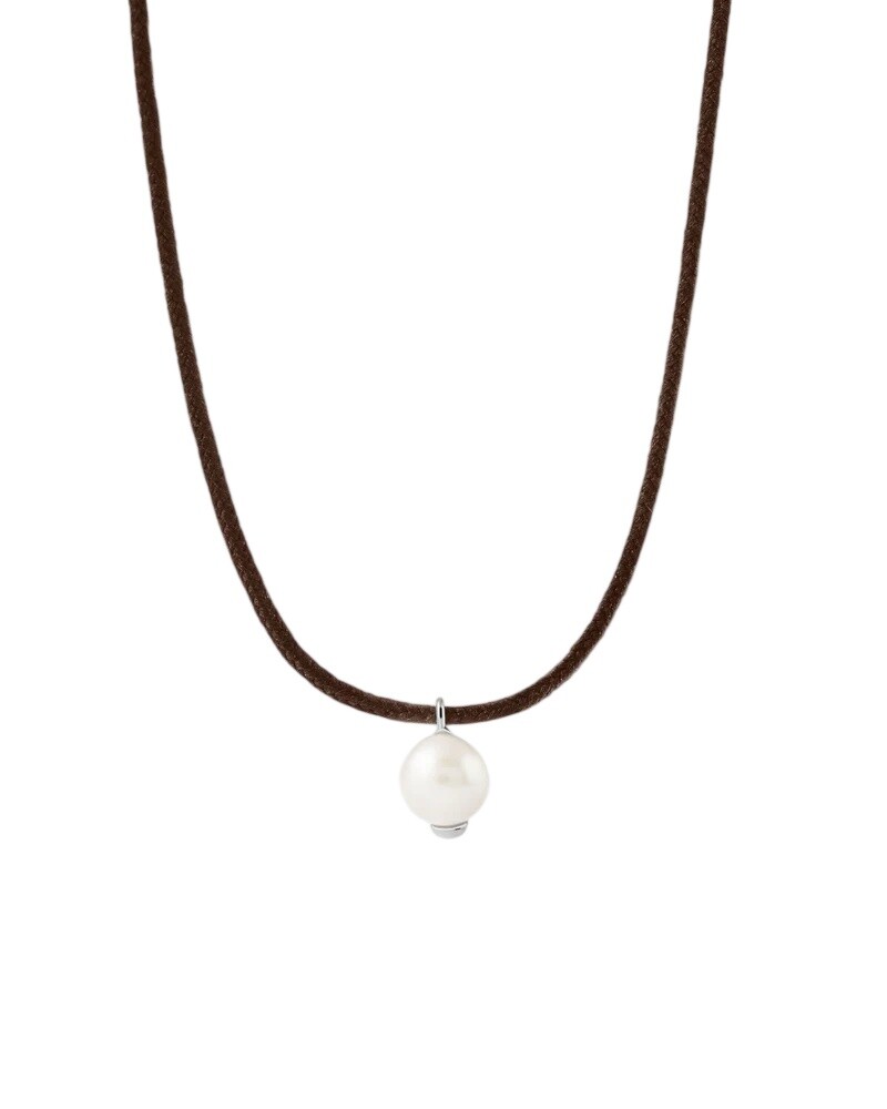PDPAOLA Kožený náhrdelník s pravou perlou La Perla Orion CO02-C29-U