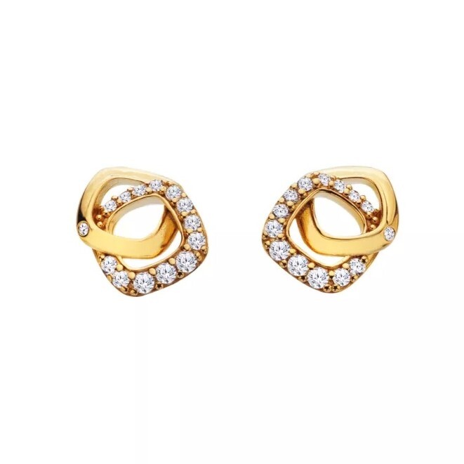 Hot Diamonds Moderné pozlátené náušnice s diamantmi a topásami Connected DE857