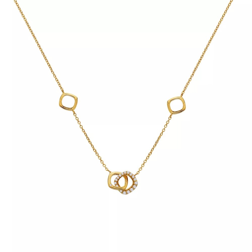 Hot Diamonds Pozlátený moderný náhrdelník s diamantom a topazy Connected DN223