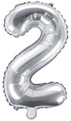 PARTYDECO Balón fóliový číslica strieborná 35 cm – 2 (nemožno plniť héliom )