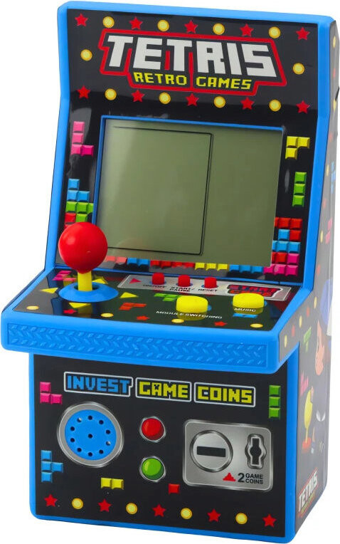 LEAN Toys 23491 Mini herní tetris automat, 49 her, 1676 úrovní, modrý