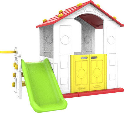 Ramiz ZOG.CHD-501 Dětský domeček se skluzavkou, basketbalový koš, 3v1, červená střecha
