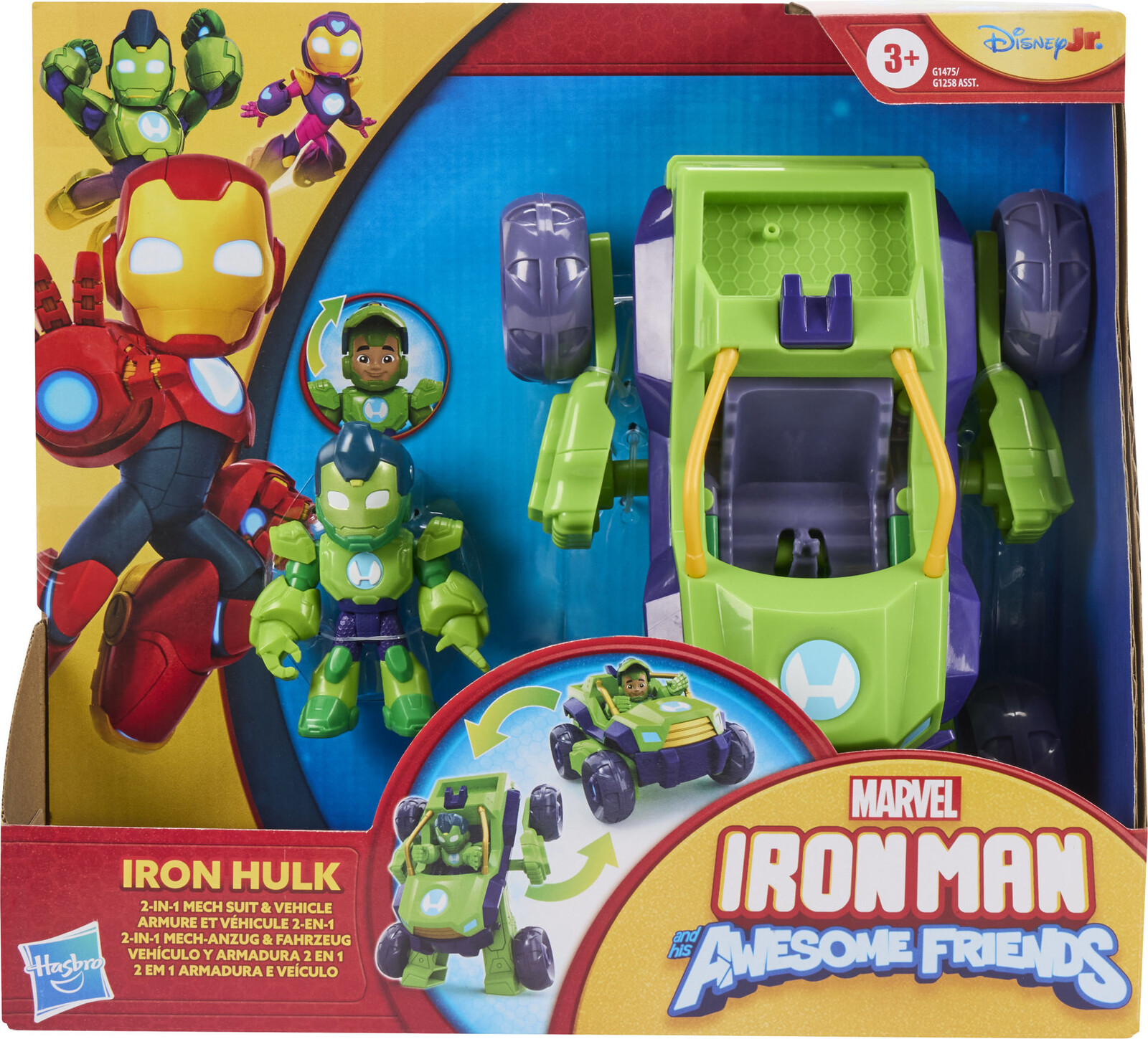 Marvel Iron Man a His Awesome Friends Iron Hulk Mech – Vozidlo 2 v 1 a Figúrka