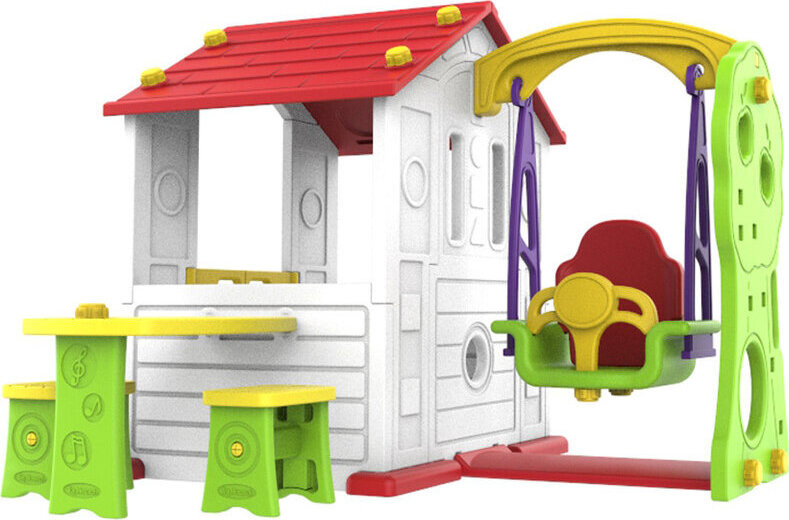 Ramiz ZOG.CHD-531 Dětský domeček s houpačkou 3v1, červená střecha