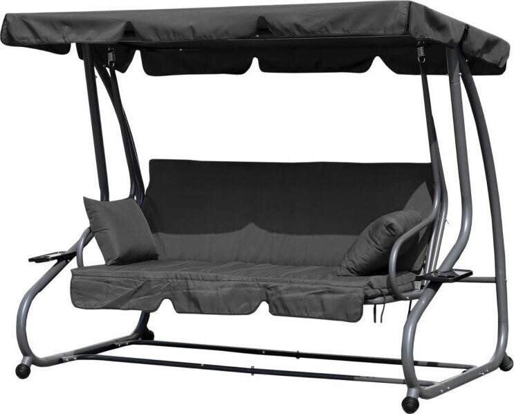 MultiGarden G2025-B Zahradní houpačka pro 3 osoby 2v1, matrace a polštář, šedá