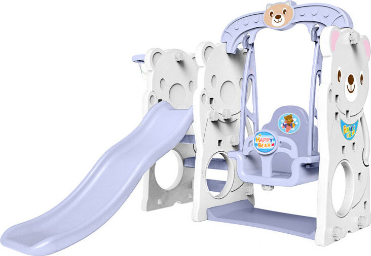 Ramiz ZOG.CHD-161W Zahradní skluzavka s houpačkou a košem 3v1, bílý medvídek