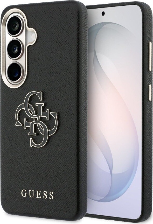 Guess PU 4G Resin Metal Logo Zadný Kryt na Samsung Galaxy S26 Black