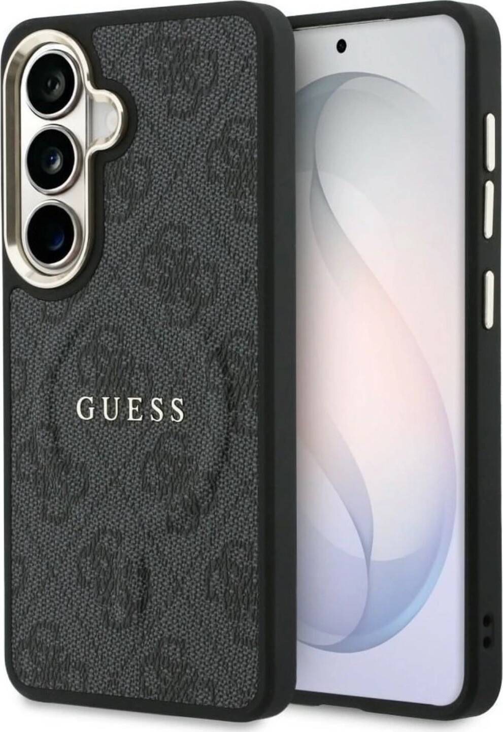 Guess PU Leather 4G Strass Logo Gold Frame Magnetic Zadný Kryt na Samsung Galaxy S26 Black