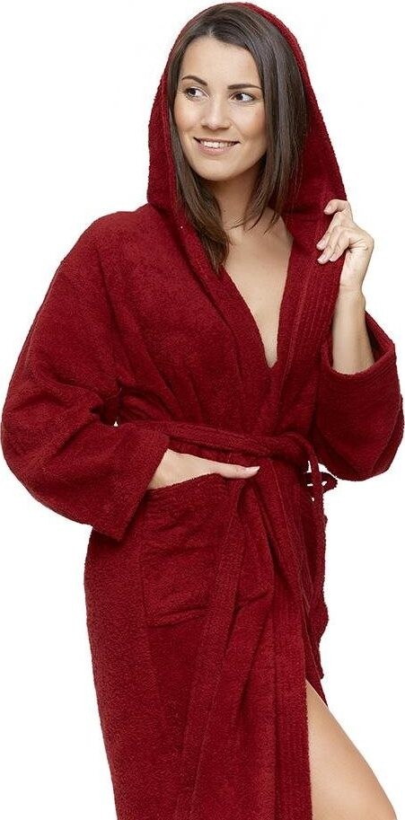 Interkontakt Dámský župan s kapucí 04 Bordeaux Velikost županu L