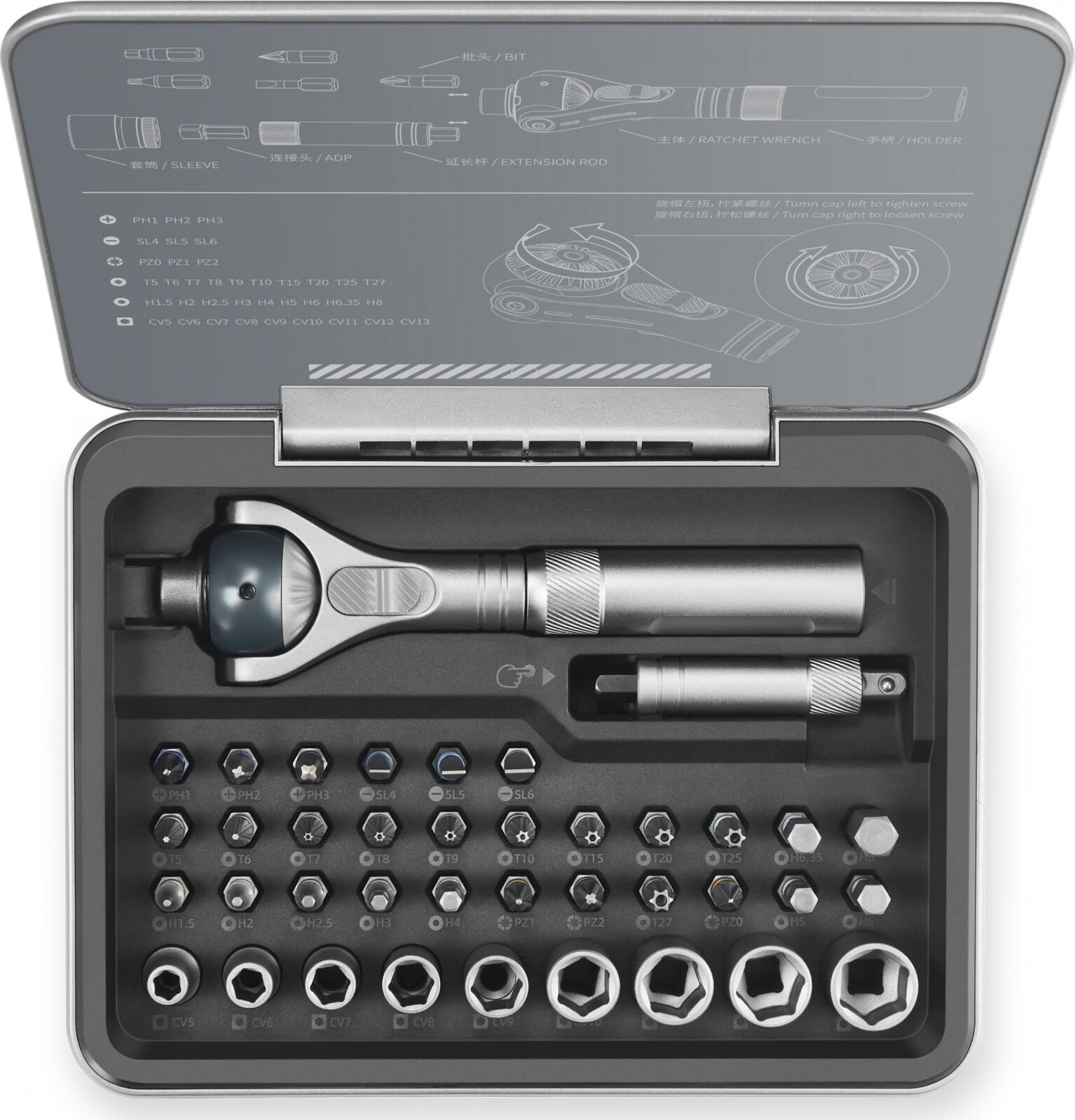 MOVA Ráčnový šroubovák s otočnou hlavou 180°