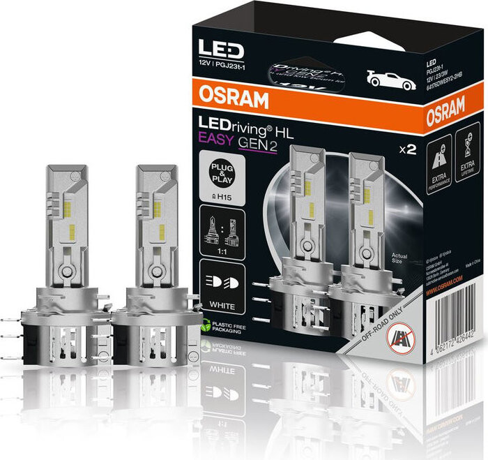 OSRAM žiarovka LEDriving HL EASY GEN 2, H15, 6500 K, 2 ks